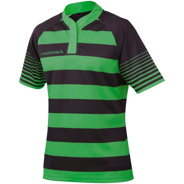 KooGa - Camiseta de Rugby/Futbol entallada/ajustada diseño abeja/avispa - Modelo Touchline (Blanco/Negro)