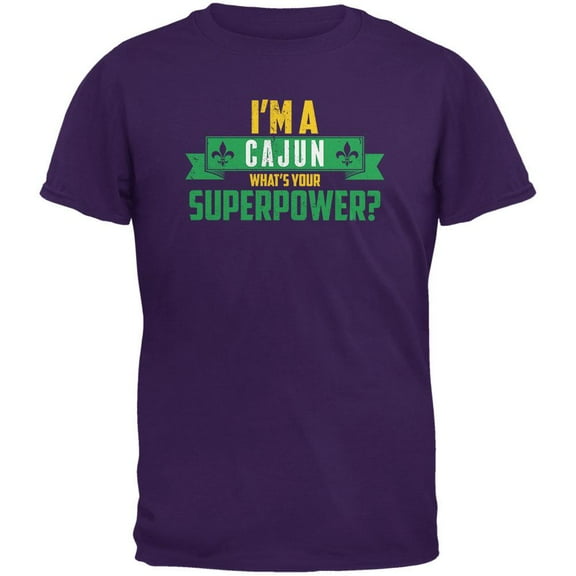 Mardi Gras I'm a Cajun What's Your Superpower Purple Youth T-Shirt - Youth X-Large