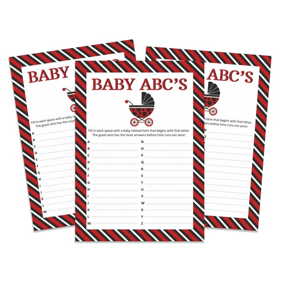 InkdotpotPack of 50,GirlBabyShower Party Collection, Baby ABC Game,Fun Baby Shower Party Games, Activities, Decorations,Ladybug ThemeParty Supplies