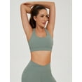 thumbnail image 6 of AGONVIN Strappy Sexy Cutout Lace-Up Back Sports Bra with Removable Cups for Women Matcha Green XXL, 6 of 7