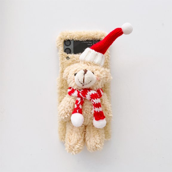 Bear Case for Samsung Galaxy Z Flip 3 (6.7 inch) 2021 - Lightweight Cute Case for Christmas, Beige