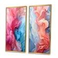 thumbnail image 3 of Designart "Blue Red Ink Waves Rhythmic I" Abstract Liquid Ink Framed Wall Art Set Of 2 - Modern Blue Framed Canvas Set For Living Room Decor, 3 of 6
