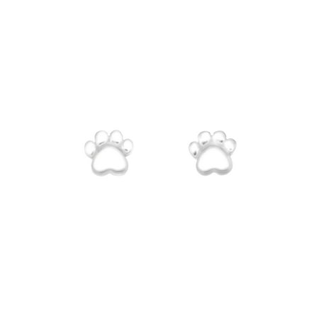 Mini Heart Post Earrings - Sterling Silver Paw Motif Mini Post Earrings