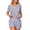 thumbnail image 3 of UVN Pajamas Sets for Women 2 Piece Lounge Set Short Sleeve Tops and Shorts Soft Pj Set Sleepwear Loungewear, 3 of 9