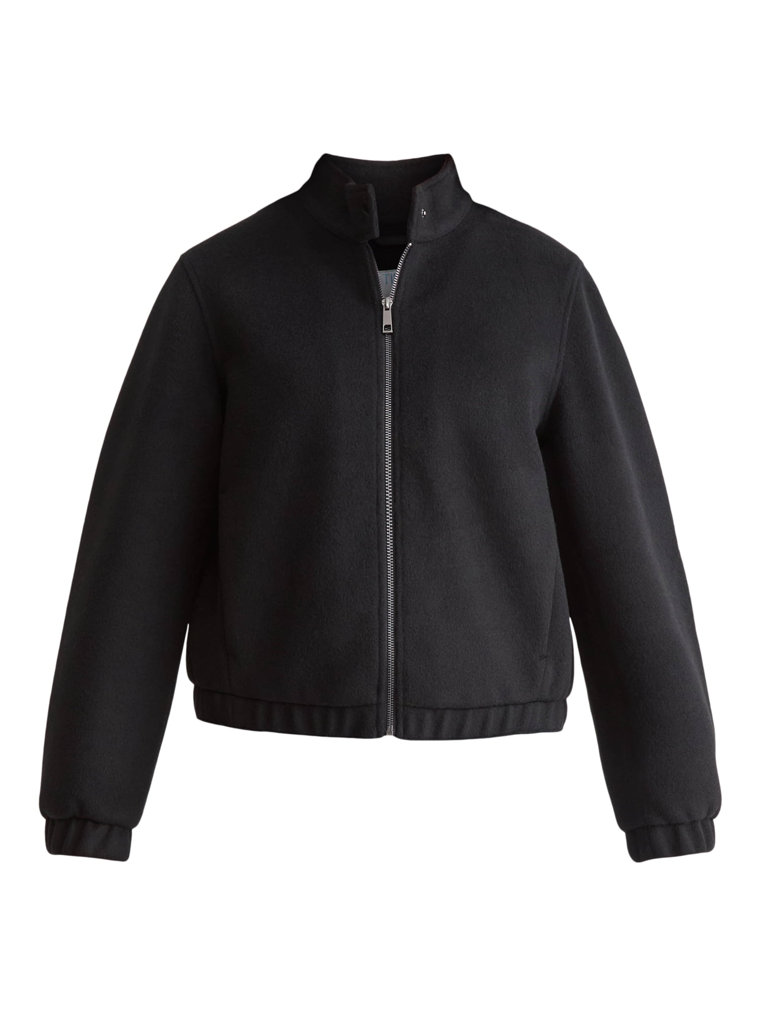 Time and Tru Women's and Women's Plus Faux Wool Bomber Jacket, Sizes XS-2X