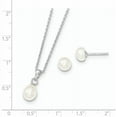thumbnail image 2 of Beautiful Sterling Silver Rhodium-plated FWC Pearl Necklace and Stud Ear Set, 2 of 2