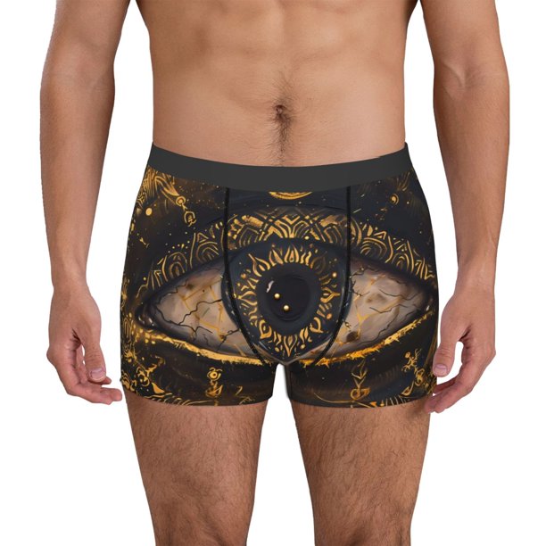 Fotbe Mystical Golden Eye Calzoncillos Tipo Boxer con Bolsa de Soporte Total para Hombre, X-Temp Fresco, Transpirable y de Secado Rápido-Large