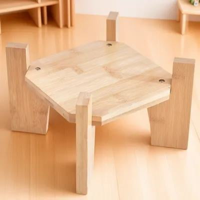 OUNONA Wooden Beverage Dispenser Stand Light Brown Stable Base for Water Jugs and Plants