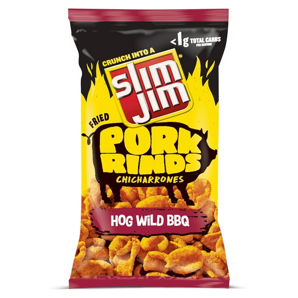Slim Jim Pork Rinds Hog Wild BBQ Fried Snacks, Keto Friendly, 4.5 oz