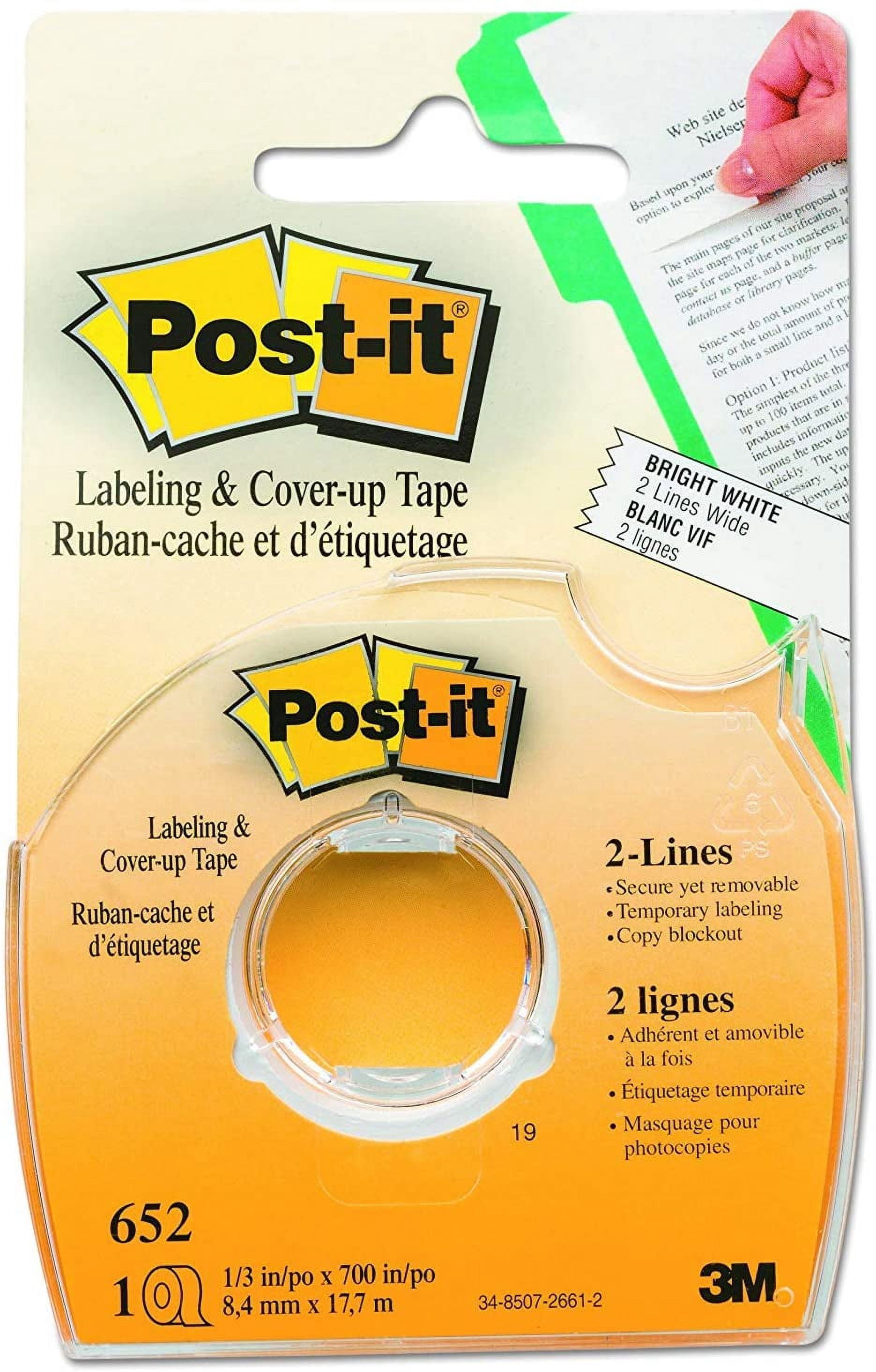 Post-it 652 Labeling & Cover-Up Tape, Non-Refillable, 1/3" x 700" Roll (4)