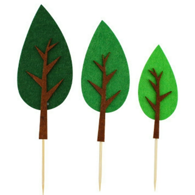 Coxeer Cake Topper Set Felt Plant Cute Cake Pick Cupcake Decoration Stick for Birthday
