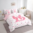 thumbnail image 3 of Homewish Dreamy Princess Letter B Bedding Comforter Set 7pcs, Girly Pink Ribbon Bow-tie King Bedding Sets, Teens Kids Girls Reversible Bed Sheets, Luxury Bedroom Decor, 3 of 7