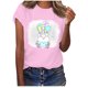 thumbnail image 1 of Camisetas de cuello redondo para mujer del día de Pascua, camisetas con estampado de conejo de Pascua, camisetas de manga corta, blusas Pompotops hkajfhjk462513, 1 of 7