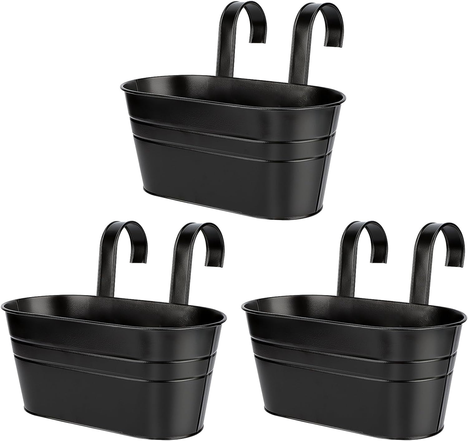 Metal Hanging Flower Pot Indoor Set of 3,Bexikou Metal Iron Hanging Planters for Outdoor Plants,Indoor Outdoor Hanging Plant Pot Decor,Flower Plant Holder with Hooks and Drainage Hole