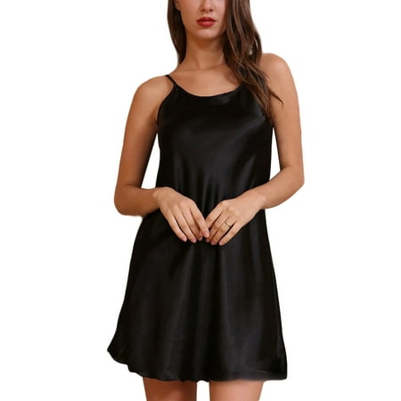 

Women Lingerie Chemise Sexy Scoop Neck Solid Full Slip Sleepwear Babydoll Nightgown Dress Ladies Satin Lingerie Nightwear Night Gown Short Dress Nightie Robe Pyjamas