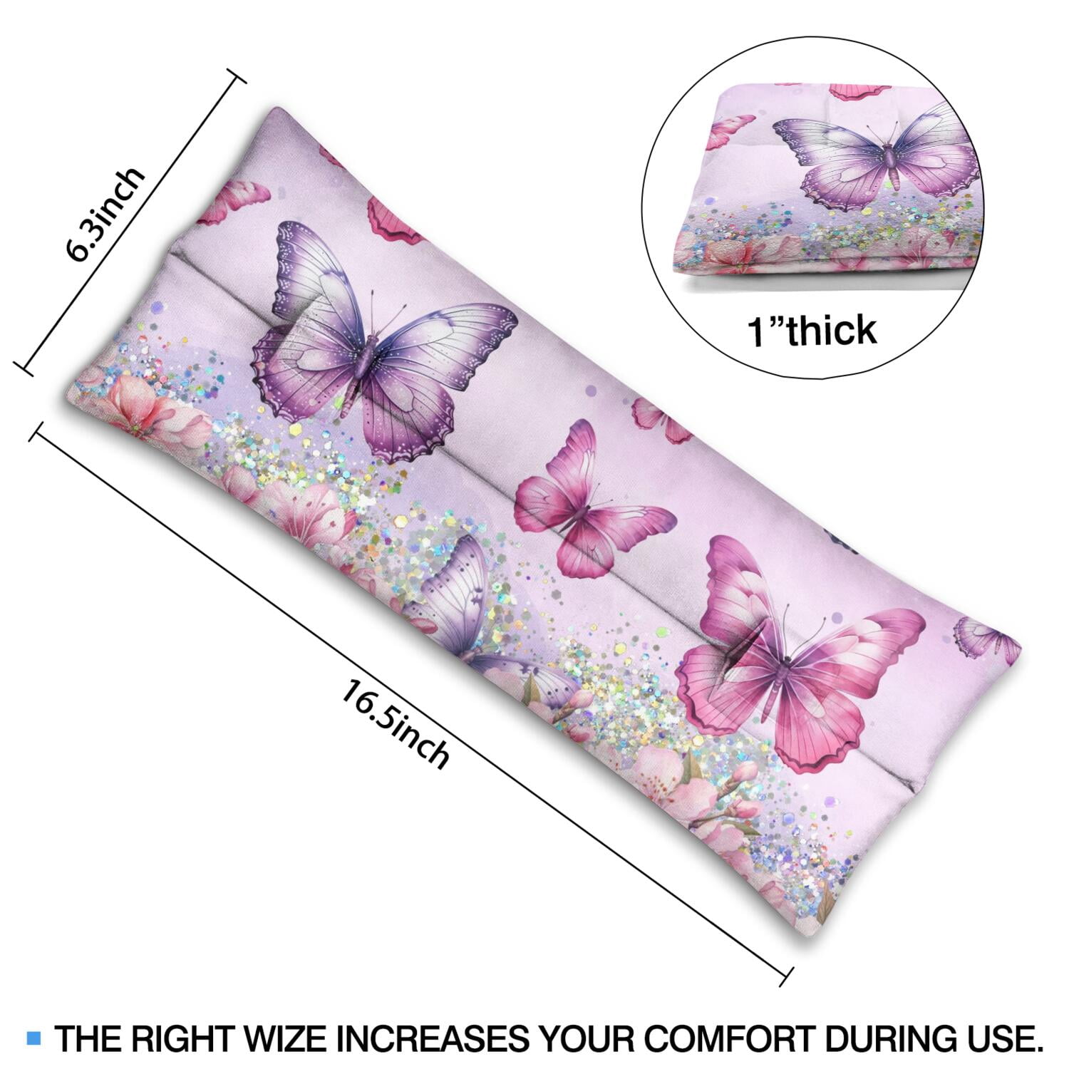Colorful Butterfly Pattern Seatbelt Cushion for Surgery Recovery - Plush Mastectomy Pillow with Floral Print - Chest Protector for Car