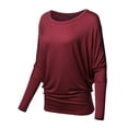 thumbnail image 3 of FashionOutfit Women's Casual Solid Boat Neck Long Dolman Sleeve Top - MADE in USA, 3 of 4