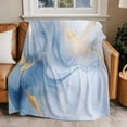 thumbnail image 4 of Blue Gold Marble Textured Throw Blankets, Watercolor Abstract Modern Art Soft Fleece Blanket Decorative for Home Sofa Couch Chair Living Bedroom, 30x40 Inches,, 4 of 9