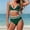 Green, variant on Contrast Trim Bikini Two Piece Swimsuit with Crisscross Straps High Waist Bottom Pink S