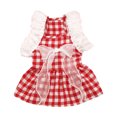 thumbnail image 1 of CSChome Pet Dress Adorable Lace Stitching Ruffle Sleeve Plaid Print Pet Dog Bowknot Princess Daily Wear, 1 of 7
