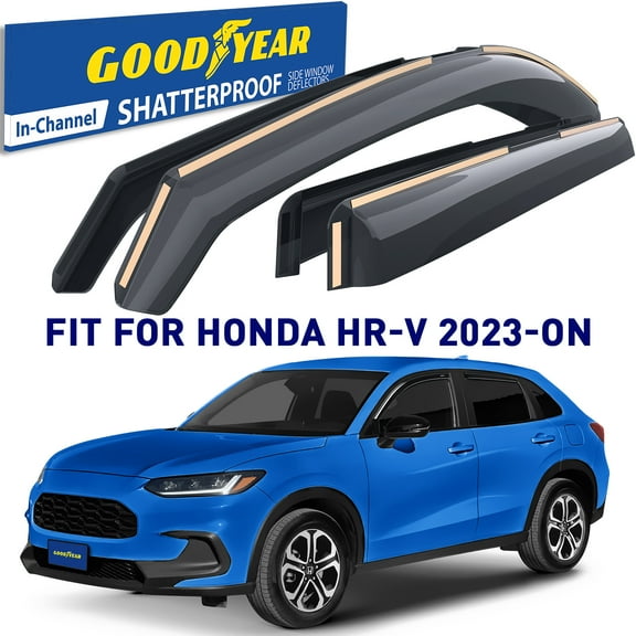 Goodyear Shatterproof in-Channel Window Deflectors for Honda HR-V 2023-2025, Rain Guards, Window Visors for Cars, Vent Deflector, Car Accessories, 4 pcs - GY008428