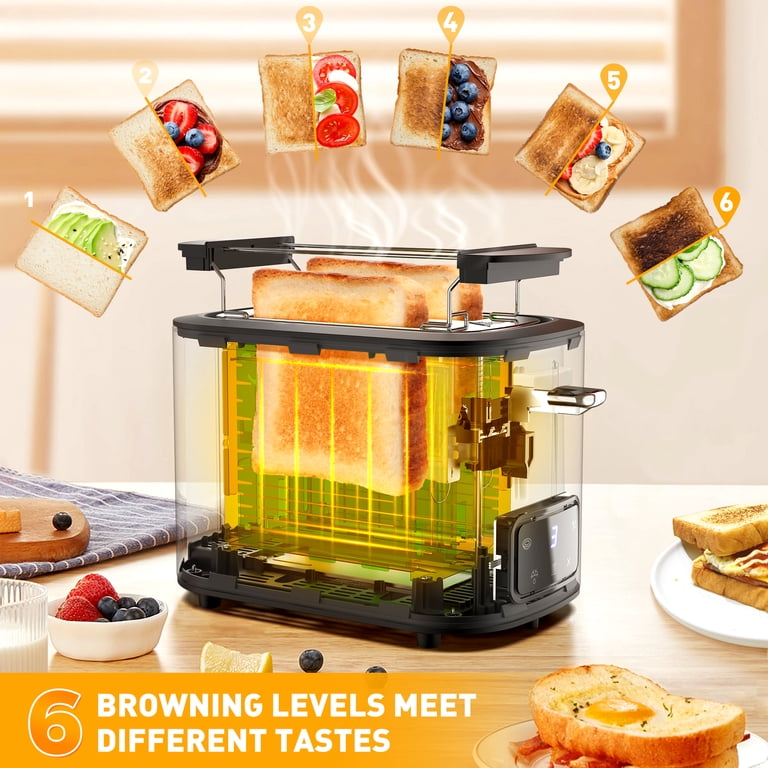 Suodoka Toaster 2 Slice Wide Slots, Touchscreen 6 Shade Settings