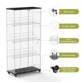 thumbnail image 6 of Double Glass Doors Display Cabinet with Locks and Wheels, 4-Tier Curio Cabinet with 6 Acrylic Ladder Shelves for Collectibles, Freestanding Storage Cabinet for Living Room, Bedroom and Office, Black, 6 of 9