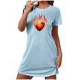 thumbnail image 5 of Sakmal Valentines Moomoo Nightgownss for Women Short Sleeve Cute Love Moomoo Dress Short Heart Print Nightgowns for Women XL, 5 of 5