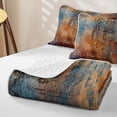 thumbnail image 4 of Homewish Brown Blue Tie Dye Twin Quilt Set,Retro Abstract Artwork Twin Coverlet Set,2pcs, 4 of 7