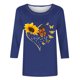 thumbnail image 3 of Tops de Cuello Redondo para las Mujeres Moda Impresa 3/4 Mangas Blusa Casual Top, Estante de Imitación, 3 of 5