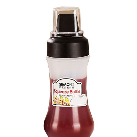 

1 Pack Salad Dressing Squeeze Bottle with Lid Five Hole Camping Kitchen Sauce Flask 350ml 1 Label Sticker Elegant Black