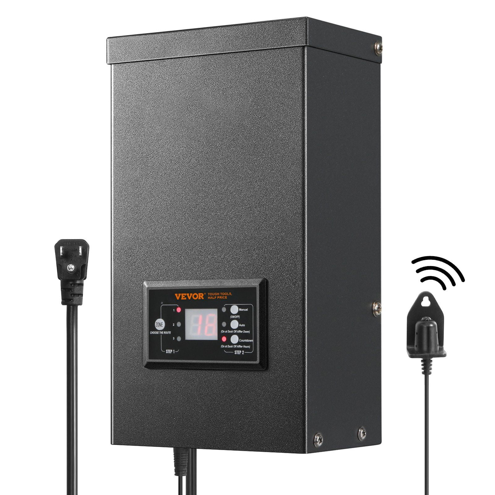 600W Low Voltage Landscape Transformer with Timer & Photocell, 120V to 12V/14V AC, Waterproof Outdoor Lighting Transformer for Spotlight, Pathway, Pool Lights, ETL Listed
