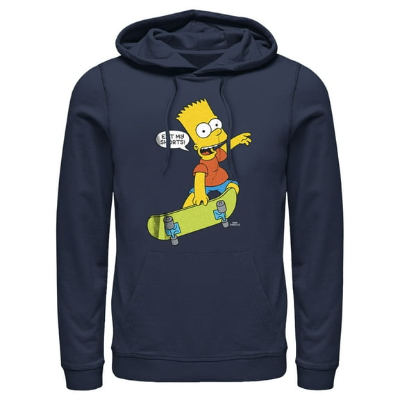 Men's The Simpsons Bart Eat My Shorts Pull Over Hoodie Navy Blue X Large