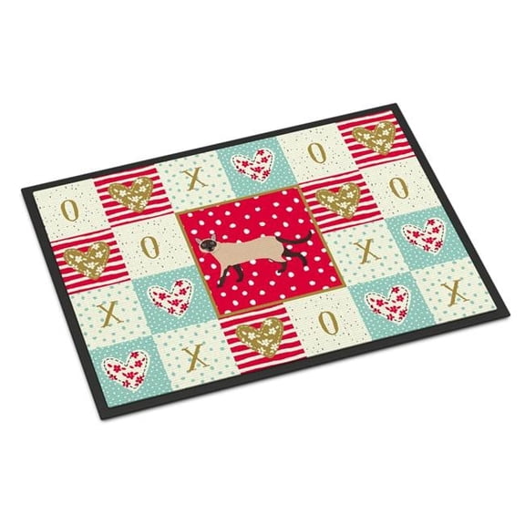 Carolines Treasures Siamese Traditional #2 Cat Love Indoor or Outdoor Mat 18x27 doormats, Multicolor