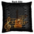 thumbnail image 2 of PKQWTM Gold Musical Notes Volume Treble Clef Staff Guitar Old Brick Wall Reversible Mermaid Cushion Cover Home Decor Sequin Pillow Case Size 18x18 inches, 2 of 2