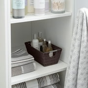 Simplify Small Shelf Rattan Tote Storage Basket in Chocolate