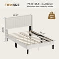 thumbnail image 3 of EDX Twin Size Upholstered Platform Bed Frame with Padded Wingback Headboard, Modern Accent Bedroom Furniture, Beige Velvet, 3 of 7
