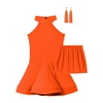 thumbnail image 3 of Haitryli Kids Girls Latin Dance Dress Ballet Samba Rumba Tango Dance Stage Performance Costume Orange 5-6, 3 of 5