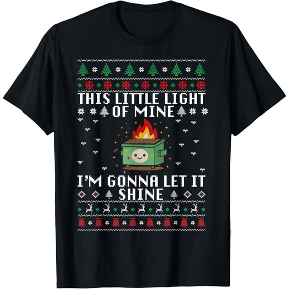 Funny Dumpster Fire Ugly Christmas Sweaters for Men Women T-Shirt- American fashion hot selling casual retro high quality 100% cotton T-shirt 1 piece