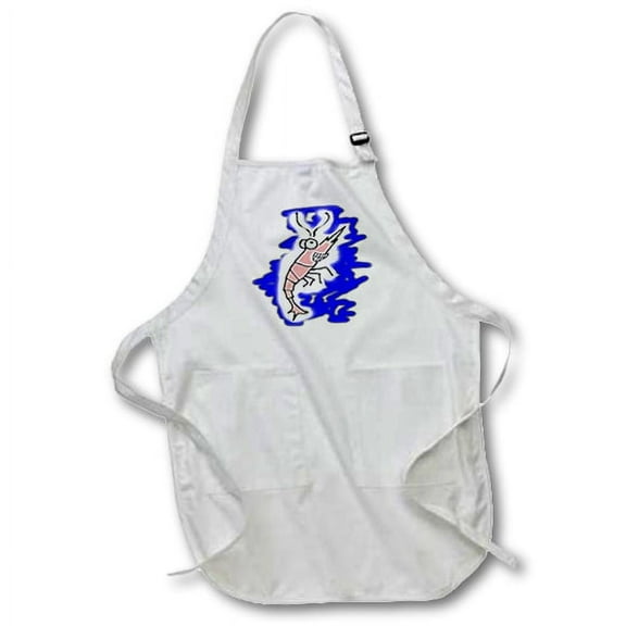3dRose, shrimp, Medium Length Apron with Pouch Pockets 22w x 24l