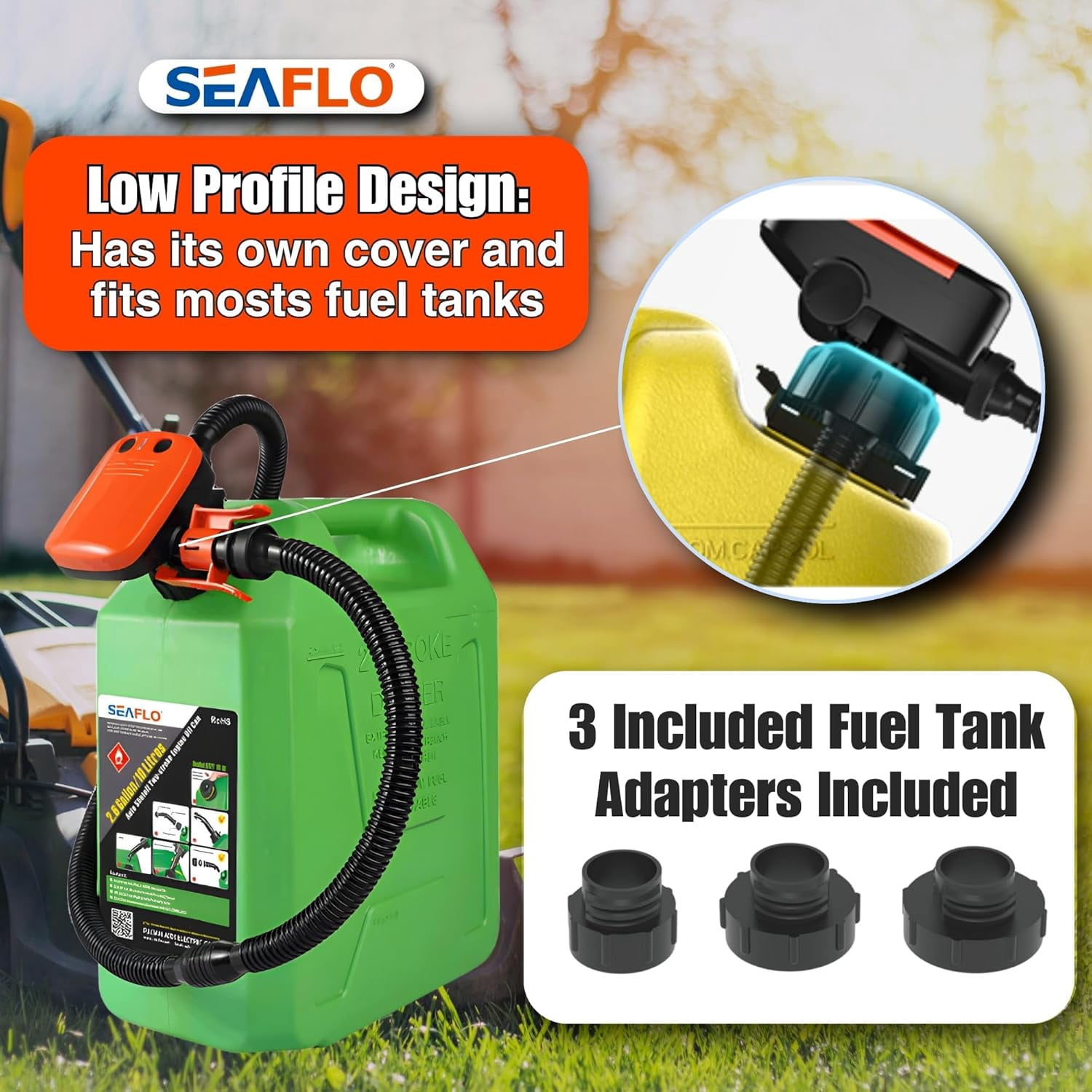 SEAFLO Fuel Transfer Pump – Battery Operated, 2.4 GPM (9.0 LPM) Flow, Level Sensor Auto-Stop, Explosion-Proof Motor, 4-Year Warranty | For Gasoline, Diesel, and More (Model SFFTP5-024-02)