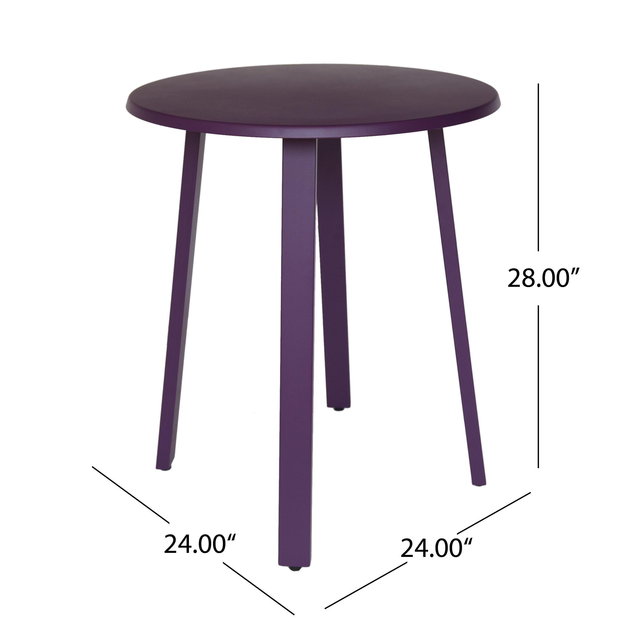 Easton Outdoor 3 Piece Iron Bistro Set, Matte Purple