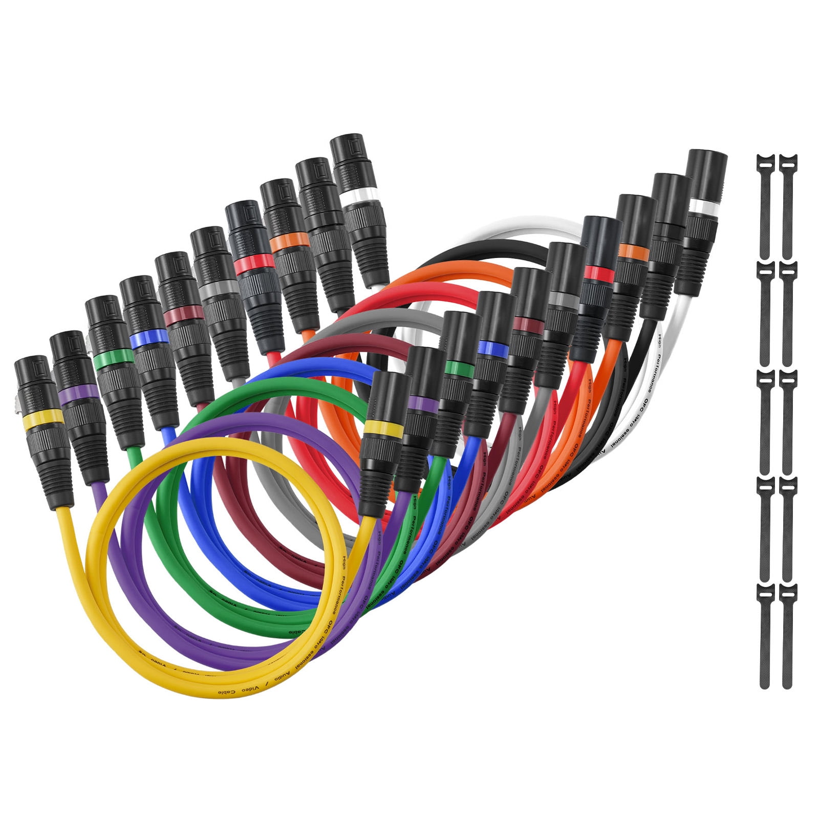 KFFKFF 3.3 ft XLR Cable, 10-Pack, Shielded Balanced Male to Female Microphone Cords with Gold-Plated 3-Pin Connectors, Ideal for Stage Lighting, Microphones, Amplifiers, Mixers, and Speaker Systems