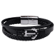 thumbnail image 1 of Pulsera Hombre de Ancla LUCKMAN, Piel Vegana y Acero Inoxidable, Modelo Liam negro UNITALLA, 1 of 7