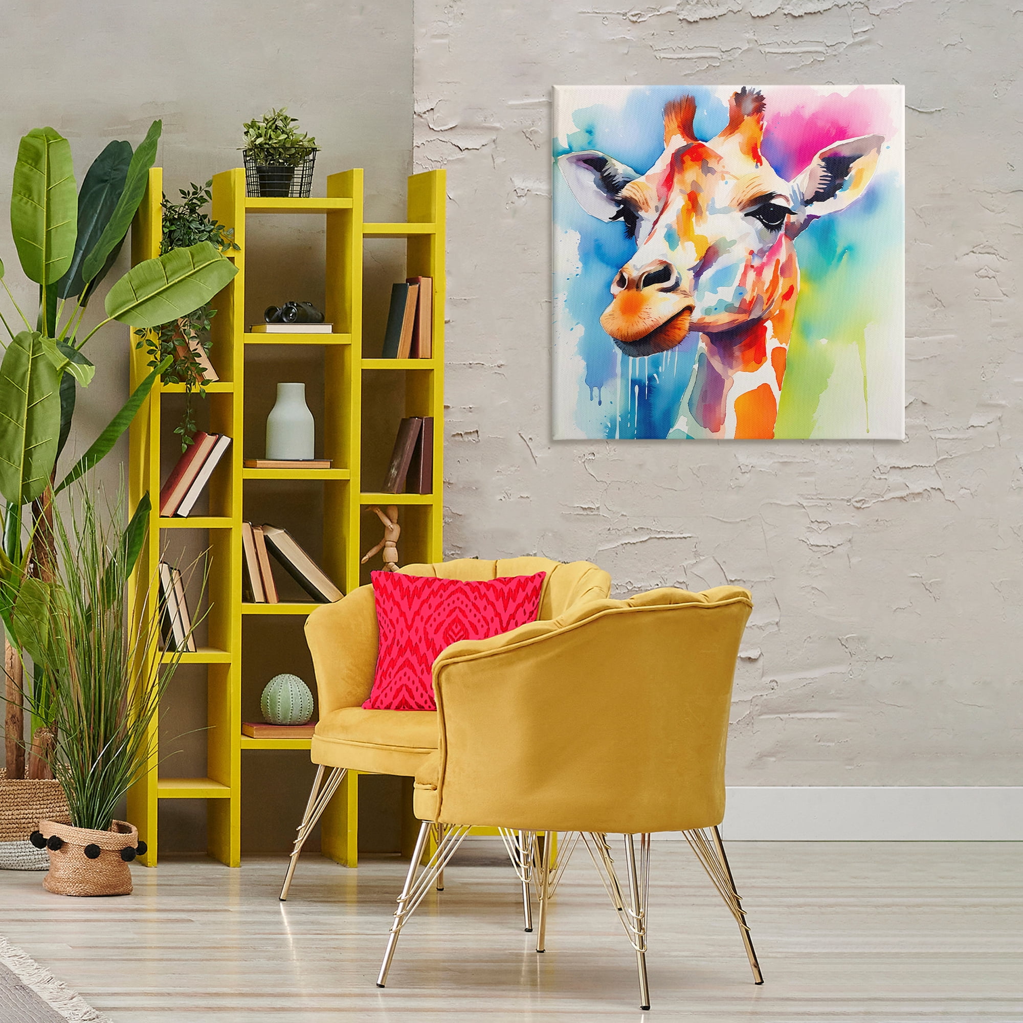 Stupell Industries Modern Paint Giraffe Animals & Insects Painting Gallery Wrapped Canvas Art Print Wall Art, 30 x 30
