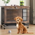 thumbnail image 1 of Meuble Cage pour Animaux à Double Porte de 26 Pouces, Niche en Bois avec Roues Verrouillables, Table d'Appoint Intérieure pour Animaux Résistante à la Mastication, Fini Brun Rustique, Solution Polyvalente de Logement pour Animaux, 1 of 9