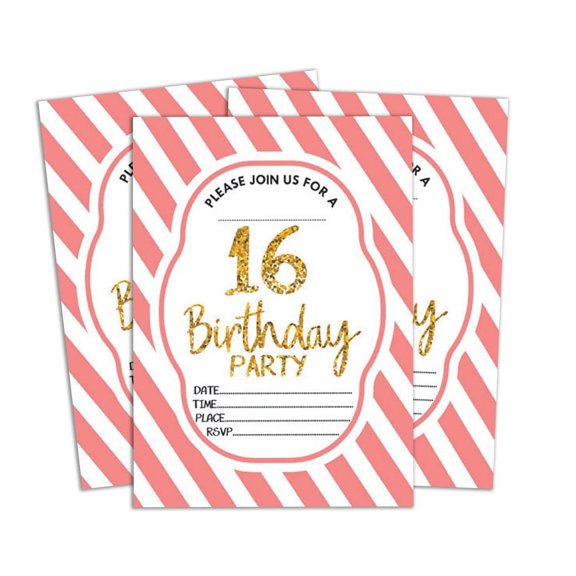 Darling Souvenir White Birthday Invitation Card 28 Pcs Fill or Write In Blank Invites Printable Party Supplies 5 x 7 Inches