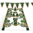 thumbnail image 2 of Suministros para fiestas de cumpleaños infantiles con diseño de animales de la jungla, sombreros, platos desechables, banderas para tirar, decoración, 2 of 3