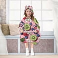 thumbnail image 7 of FORMRS Wearable Blanket Hoodie with Sleeves for Kids Cozy Flannel Sweatshirt, Pink Kiwi, 7 of 7