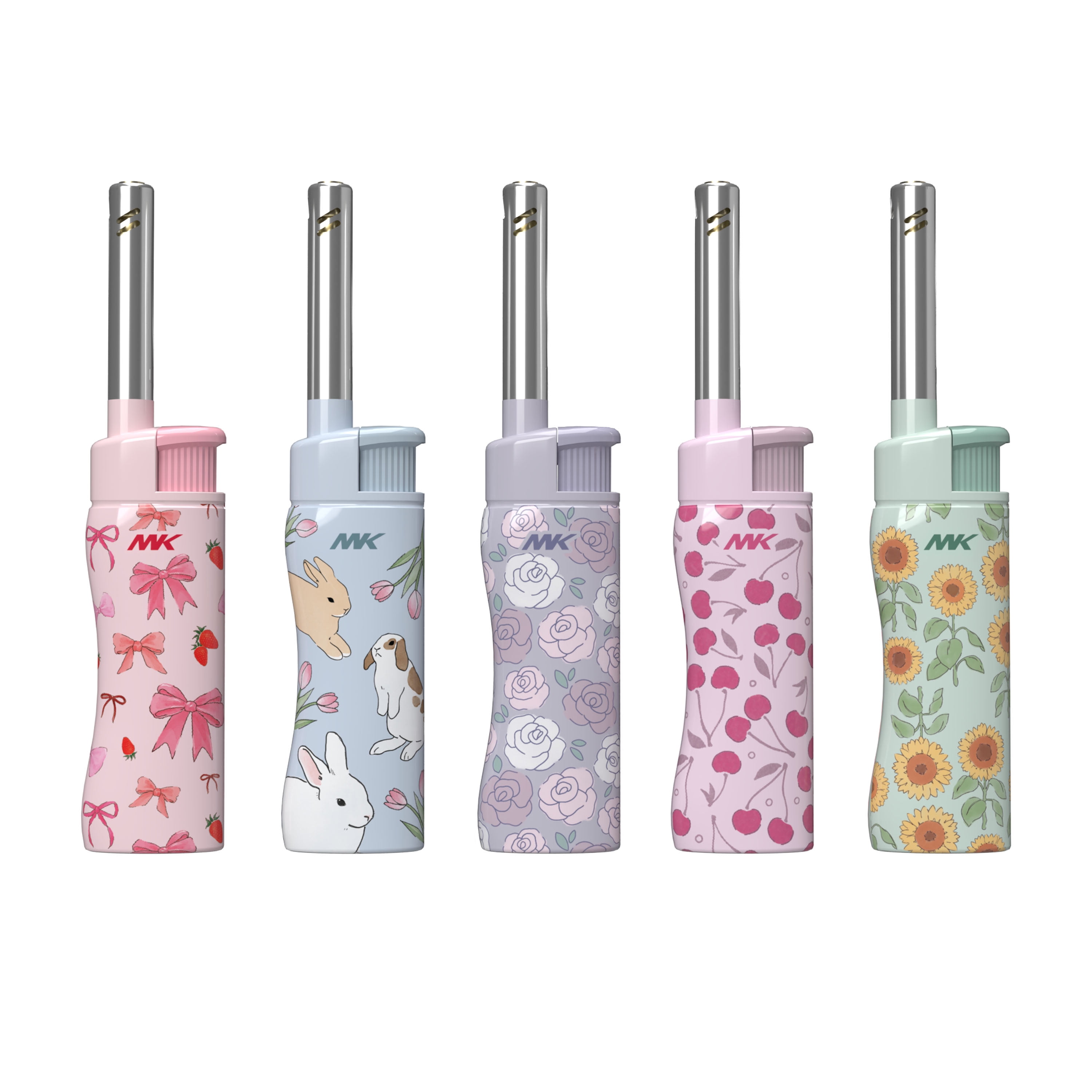 MK Lighter Candle Lighters, Windproof Flame, Ideal as Lighters for Candle, BBQ Lighters, Camping Lighters, Outdoor Lighters, Charm Series, Butane Refillable Lighters (5PC)